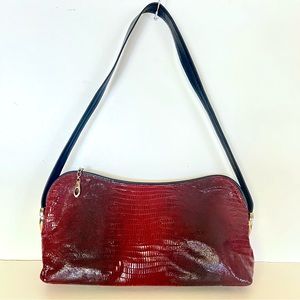 Due Fratelli Croc Embossed leather shoulder bag